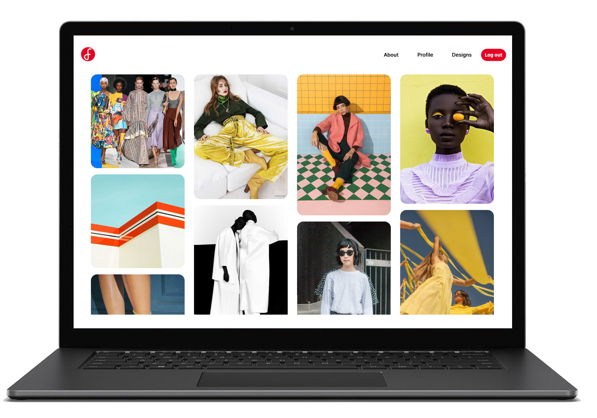 design feed image on laptop